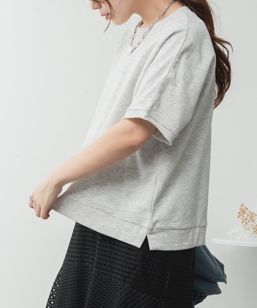 RCD（アールシーディー）の「ミニ裏毛ラグラン半袖トレーナ（Tシャツ/カットソー・レディース・オートミール/ブラック/ライトベージュ/チャコールグレー・M-L/LL～3L）」の15枚目の写真