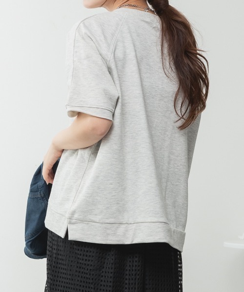 RCD（アールシーディー）の「ミニ裏毛ラグラン半袖トレーナ（Tシャツ/カットソー・レディース・オートミール/ブラック/ライトベージュ/チャコールグレー・M-L/LL～3L）」の16枚目の写真