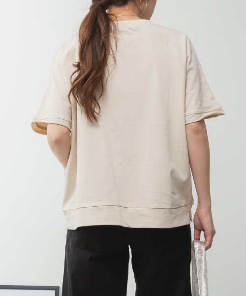 RCD（アールシーディー）の「ミニ裏毛ラグラン半袖トレーナ（Tシャツ/カットソー・レディース・オートミール/ブラック/ライトベージュ/チャコールグレー・M-L/LL～3L）」の18枚目の写真