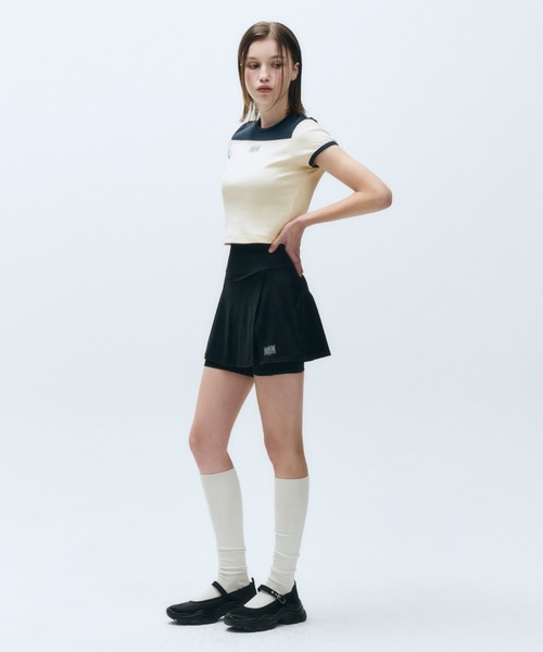 MARITHE + FRANCOIS GIRBAUD(マリテフランソワジルボー)の「MOUVEMENT W CLASSIC LOGO WRAP SKIRTS SHORTS(スカート・レディース・ブラック/ミント・SMALL/MEDIUM)」の4枚目の写真