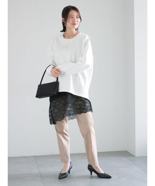 Te chichi（テチチ）の「バックジップダンボールプルオーバー（セットアップ可）（Tシャツ/カットソー・レディース・シルバーグレー/ブラック/オフホワイト・F）」の5枚目の写真