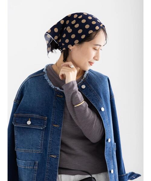 Te chichi（テチチ）の「ドット柄コットンスカーフ（ネックレス・レディース・オフホワイト/ネイビー・F）」の3枚目の写真