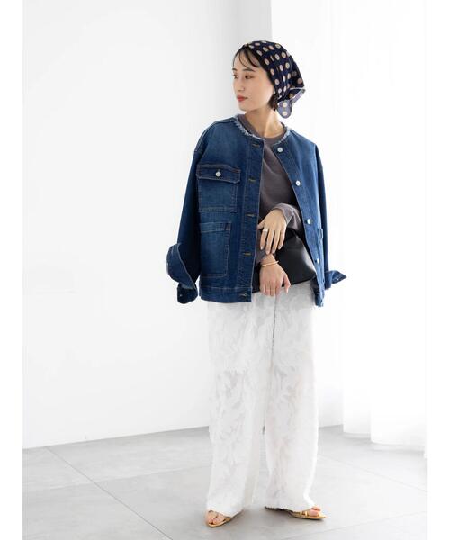 Te chichi（テチチ）の「ドット柄コットンスカーフ（ネックレス・レディース・オフホワイト/ネイビー・F）」の4枚目の写真