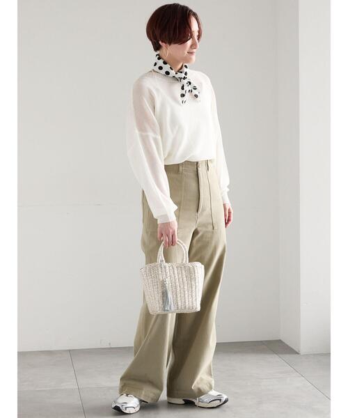 Te chichi（テチチ）の「ドット柄コットンスカーフ（ネックレス・レディース・オフホワイト/ネイビー・F）」の5枚目の写真