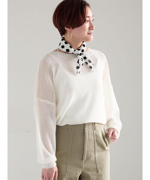 Te chichi（テチチ）の「ドット柄コットンスカーフ（ネックレス・レディース・オフホワイト/ネイビー・F）」の6枚目の写真