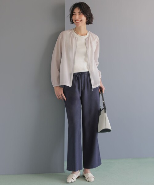 J.PRESS（ジェイプレス）の「ペンシル SLUB STRIPE ワイド イージー パンツ（その他パンツ・レディース・アイボリー系1・T15/T13/T17）」の4枚目の写真