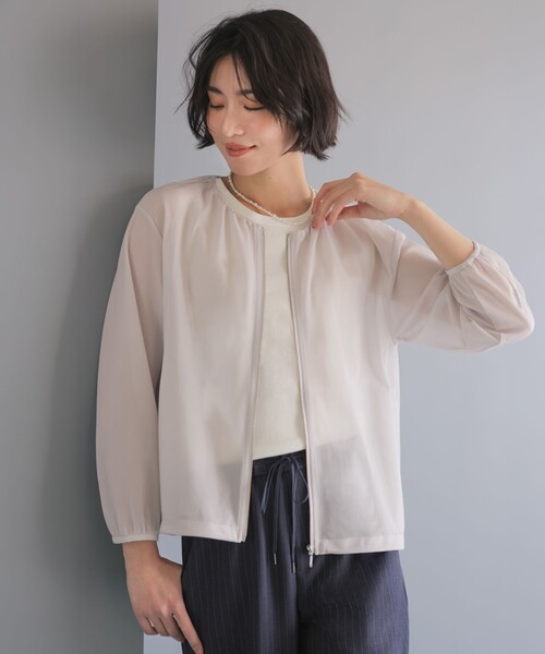 J.PRESS（ジェイプレス）の「ペンシル SLUB STRIPE ワイド イージー パンツ（その他パンツ・レディース・アイボリー系1・T15/T13/T17）」の5枚目の写真