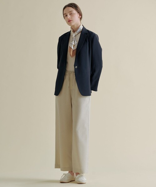 J.PRESS（ジェイプレス）の「ペンシル SLUB STRIPE ワイド イージー パンツ（その他パンツ・レディース・アイボリー系1・T15/T13/T17）」の6枚目の写真