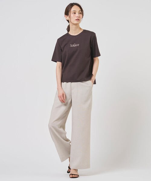 J.PRESS（ジェイプレス）の「ペンシル SLUB STRIPE ワイド イージー パンツ（その他パンツ・レディース・アイボリー系1・T15/T13/T17）」の9枚目の写真