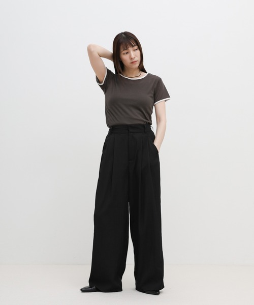 select MOCA(セレクトモカ)の「リネンライクツータックワイドパンツ(スラックス・レディース・ブラウン/ブラック・FREE)」の19枚目の写真