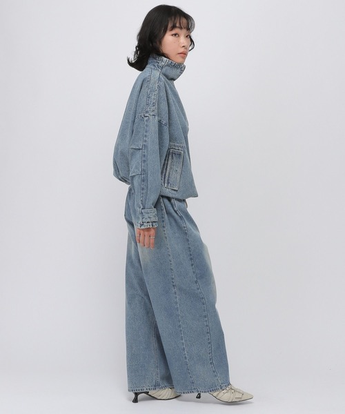 ALAND（エーランド）の「セットアップ着用可能【UNISEX】ALAND／サイドタックデニム（デニムパンツ・レディース・ブラック/ブルー・LARGE/SMALL）」の10枚目の写真