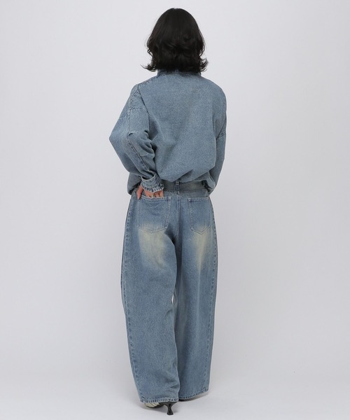 ALAND（エーランド）の「セットアップ着用可能【UNISEX】ALAND／サイドタックデニム（デニムパンツ・レディース・ブラック/ブルー・LARGE/SMALL）」の11枚目の写真