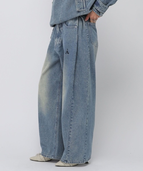 ALAND（エーランド）の「セットアップ着用可能【UNISEX】ALAND／サイドタックデニム（デニムパンツ・レディース・ブラック/ブルー・LARGE/SMALL）」の14枚目の写真