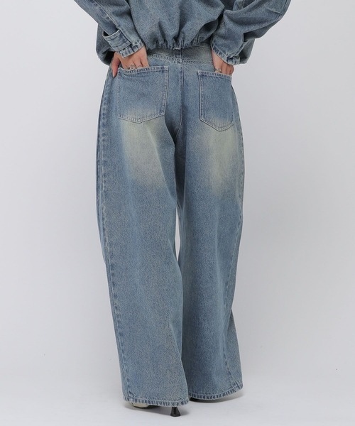 ALAND（エーランド）の「セットアップ着用可能【UNISEX】ALAND／サイドタックデニム（デニムパンツ・レディース・ブラック/ブルー・LARGE/SMALL）」の15枚目の写真