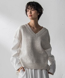 MAYSON GREY | デニムドッキングVネックニットプルオーバー≪洗濯機で洗える≫(ニット/セーター)