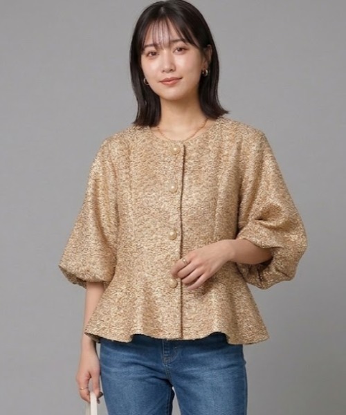 Lana821(ラナハニー)の「立体バルーンスリーブ ノーカラージャケット(ノーカラージャケット・レディース・ゴールド/ブラック/シルバー・S/M)」の3枚目の写真