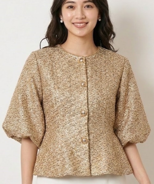 Lana821(ラナハニー)の「立体バルーンスリーブ ノーカラージャケット(ノーカラージャケット・レディース・ゴールド/ブラック/シルバー・S/M)」の21枚目の写真