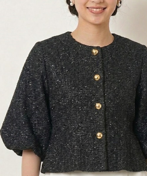 Lana821(ラナハニー)の「立体バルーンスリーブ ノーカラージャケット(ノーカラージャケット・レディース・ゴールド/ブラック/シルバー・S/M)」の13枚目の写真