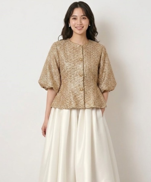 Lana821(ラナハニー)の「立体バルーンスリーブ ノーカラージャケット(ノーカラージャケット・レディース・ゴールド/ブラック/シルバー・S/M)」の20枚目の写真