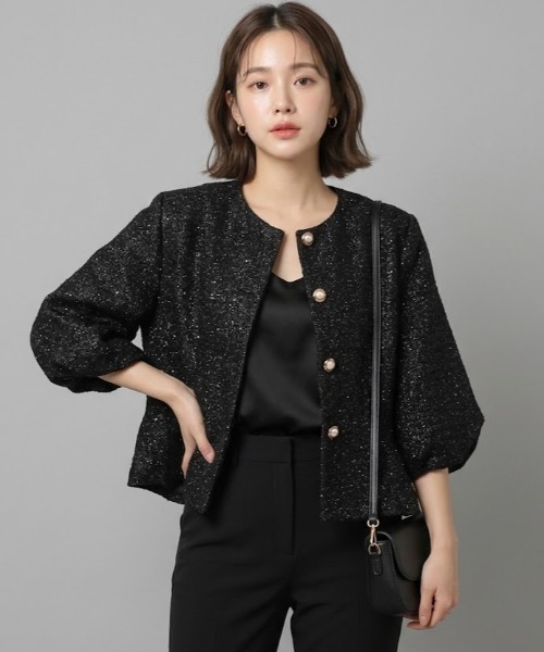 Lana821(ラナハニー)の「立体バルーンスリーブ ノーカラージャケット(ノーカラージャケット・レディース・ゴールド/ブラック/シルバー・S/M)」の22枚目の写真