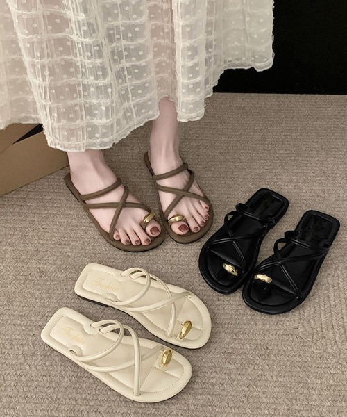 Miniministore（ミニミニストア）の「ストラップサンダルぺたんこリングサンダル（サンダル・レディース・アイボリー/ブラック/ブラウン・L/M/S）」の12枚目の写真