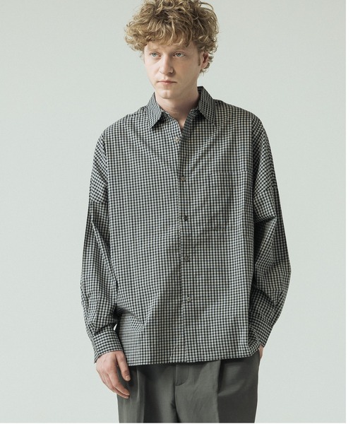 SLICK（スリック）の「【SLICK/スリック】Mini Check Broad Dolman Sleeve Shirt/ミニチェック ブロード ドルマンスリーブシャツ/オーバーサイズ /レギュラーカラーシャツ（シャツ/ブラウス・メンズ・ブルー/ブラック/ライトグレー・1/2/3）」の4枚目の写真