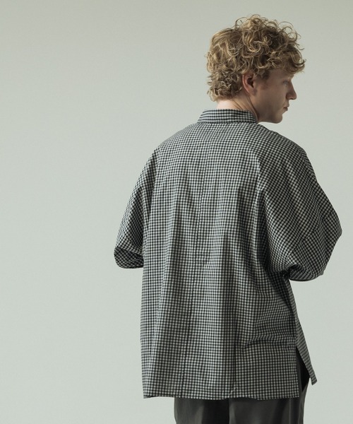 SLICK（スリック）の「【SLICK/スリック】Mini Check Broad Dolman Sleeve Shirt/ミニチェック ブロード ドルマンスリーブシャツ/オーバーサイズ /レギュラーカラーシャツ（シャツ/ブラウス・メンズ・ブルー/ブラック/ライトグレー・1/2/3）」の7枚目の写真