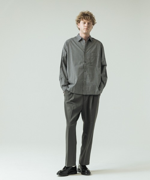 SLICK（スリック）の「【SLICK/スリック】Mini Check Broad Dolman Sleeve Shirt/ミニチェック ブロード ドルマンスリーブシャツ/オーバーサイズ /レギュラーカラーシャツ（シャツ/ブラウス・メンズ・ブルー/ブラック/ライトグレー・1/2/3）」の10枚目の写真