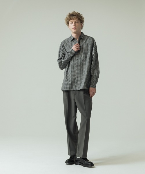 SLICK（スリック）の「【SLICK/スリック】Mini Check Broad Dolman Sleeve Shirt/ミニチェック ブロード ドルマンスリーブシャツ/オーバーサイズ /レギュラーカラーシャツ（シャツ/ブラウス・メンズ・ブルー/ブラック/ライトグレー・1/2/3）」の11枚目の写真