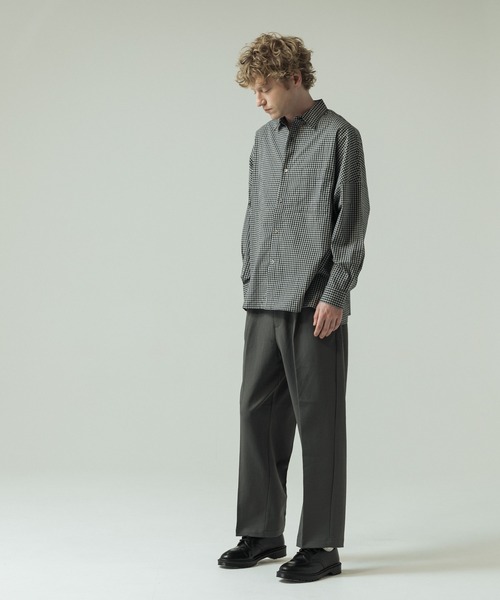 SLICK（スリック）の「【SLICK/スリック】Mini Check Broad Dolman Sleeve Shirt/ミニチェック ブロード ドルマンスリーブシャツ/オーバーサイズ /レギュラーカラーシャツ（シャツ/ブラウス・メンズ・ブルー/ブラック/ライトグレー・1/2/3）」の12枚目の写真