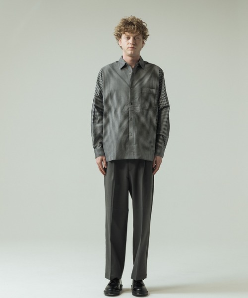 SLICK（スリック）の「【SLICK/スリック】Mini Check Broad Dolman Sleeve Shirt/ミニチェック ブロード ドルマンスリーブシャツ/オーバーサイズ /レギュラーカラーシャツ（シャツ/ブラウス・メンズ・ブルー/ブラック/ライトグレー・1/2/3）」の14枚目の写真