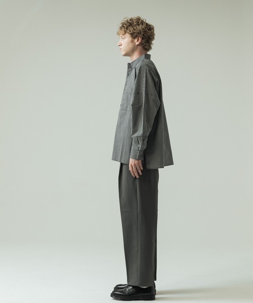 SLICK（スリック）の「【SLICK/スリック】Mini Check Broad Dolman Sleeve Shirt/ミニチェック ブロード ドルマンスリーブシャツ/オーバーサイズ /レギュラーカラーシャツ（シャツ/ブラウス・メンズ・ブルー/ブラック/ライトグレー・1/2/3）」の15枚目の写真
