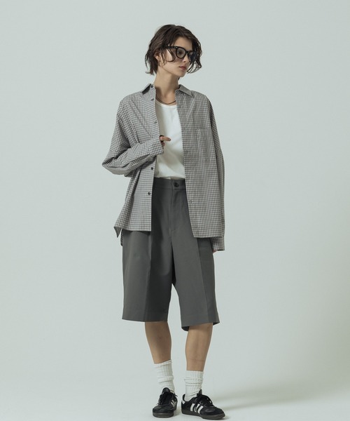 SLICK（スリック）の「【SLICK/スリック】Mini Check Broad Dolman Sleeve Shirt/ミニチェック ブロード ドルマンスリーブシャツ/オーバーサイズ /レギュラーカラーシャツ（シャツ/ブラウス・メンズ・ブルー/ブラック/ライトグレー・1/2/3）」の22枚目の写真