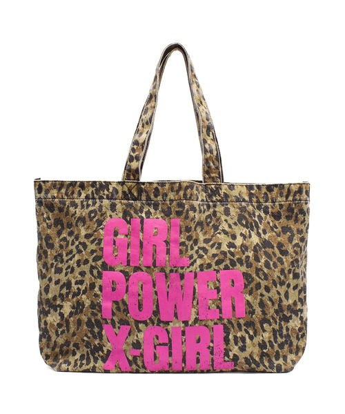 X-girl（エックスガール）の「GIRL POWER BIG TOTE BAG（トートバッグ・レディース・ブラック/ベージュ・ONE SIZE）」の5枚目の写真