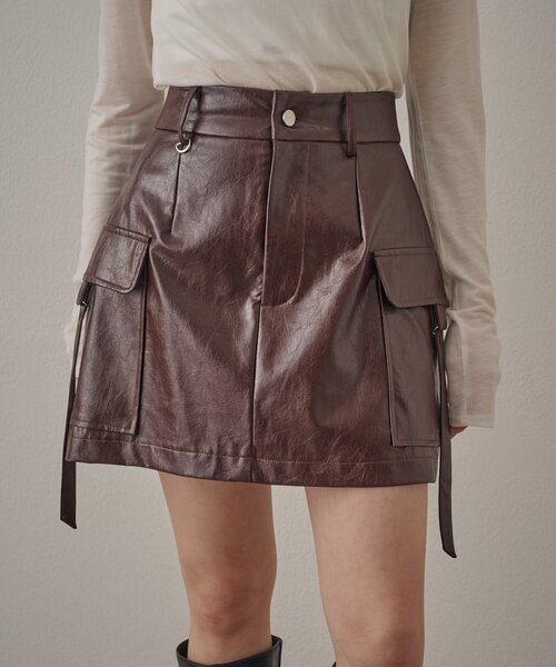 mline（エムライン）の「[mline]エナメル ミニスカート（スカート・レディース・ボルドー/ブラック・2/1）」の10枚目の写真