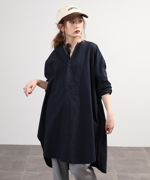 SO(エスオー)の「シャツ 長袖(シャツ/ブラウス・レディース・ダークブラウン系/ネイビー・F)」の3枚目の写真