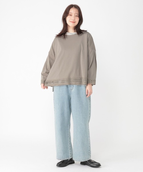 studio CLIP(スタディオクリップ)の「レースドッキングプルオーバー(Tシャツ/カットソー・レディース・ライトグレー/ラベンダー/ネイビー/オフホワイト・FREE)」の11枚目の写真