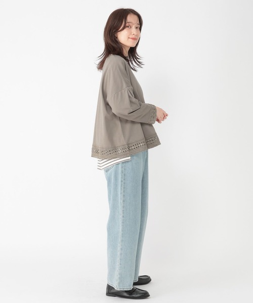 studio CLIP(スタディオクリップ)の「レースドッキングプルオーバー(Tシャツ/カットソー・レディース・ライトグレー/ラベンダー/ネイビー/オフホワイト・FREE)」の12枚目の写真