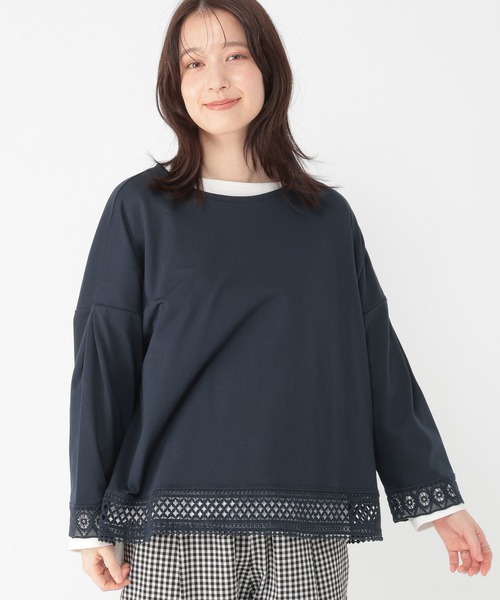 studio CLIP(スタディオクリップ)の「レースドッキングプルオーバー(Tシャツ/カットソー・レディース・ライトグレー/ラベンダー/ネイビー/オフホワイト・FREE)」の13枚目の写真