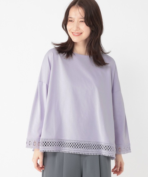 studio CLIP(スタディオクリップ)の「レースドッキングプルオーバー(Tシャツ/カットソー・レディース・ライトグレー/ラベンダー/ネイビー/オフホワイト・FREE)」の17枚目の写真