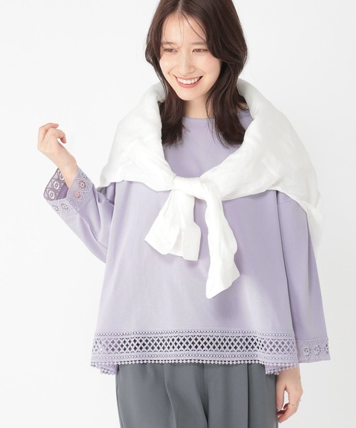 studio CLIP(スタディオクリップ)の「レースドッキングプルオーバー(Tシャツ/カットソー・レディース・ライトグレー/ラベンダー/ネイビー/オフホワイト・FREE)」の18枚目の写真