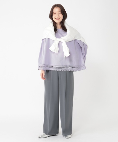 studio CLIP(スタディオクリップ)の「レースドッキングプルオーバー(Tシャツ/カットソー・レディース・ライトグレー/ラベンダー/ネイビー/オフホワイト・FREE)」の20枚目の写真