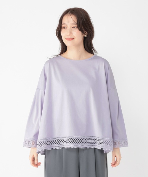 studio CLIP(スタディオクリップ)の「レースドッキングプルオーバー(Tシャツ/カットソー・レディース・ライトグレー/ラベンダー/ネイビー/オフホワイト・FREE)」の21枚目の写真