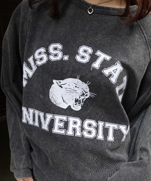 CORNERS（コーナーズ）の「ピグメントカレッジオーバーサイズロンT（Tシャツ/カットソー・レディース・ネイビー/チャコールグレー/グレイッシュベージュ/アイボリー/イエロー・FREE）」の18枚目の写真