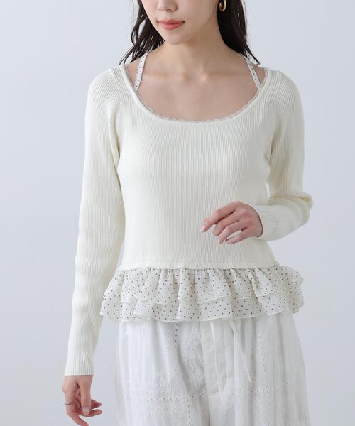 FREE'S MART（フリーズマート）の「◆ドットフリルレイヤードニット（ニット/セーター・レディース・ホワイト/ブルー/ブラック・FREE）」の5枚目の写真
