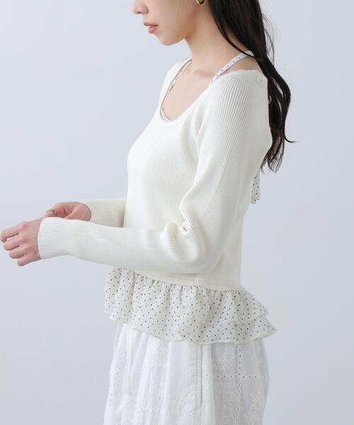 FREE'S MART（フリーズマート）の「◆ドットフリルレイヤードニット（ニット/セーター・レディース・ホワイト/ブルー/ブラック・FREE）」の6枚目の写真