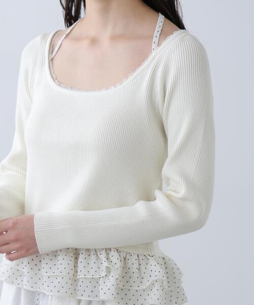 FREE'S MART（フリーズマート）の「◆ドットフリルレイヤードニット（ニット/セーター・レディース・ホワイト/ブルー/ブラック・FREE）」の9枚目の写真