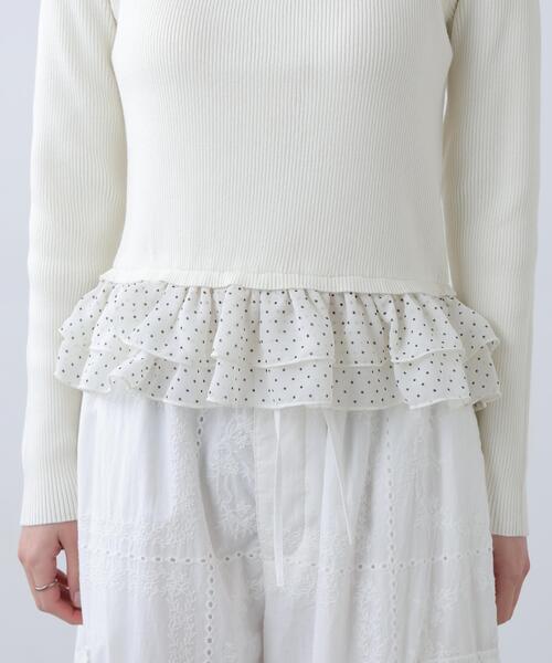 FREE'S MART（フリーズマート）の「◆ドットフリルレイヤードニット（ニット/セーター・レディース・ホワイト/ブルー/ブラック・FREE）」の12枚目の写真