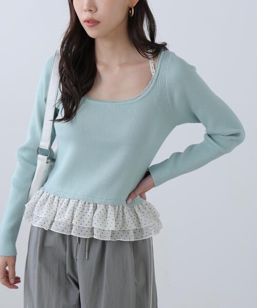 FREE'S MART（フリーズマート）の「◆ドットフリルレイヤードニット（ニット/セーター・レディース・ホワイト/ブルー/ブラック・FREE）」の15枚目の写真