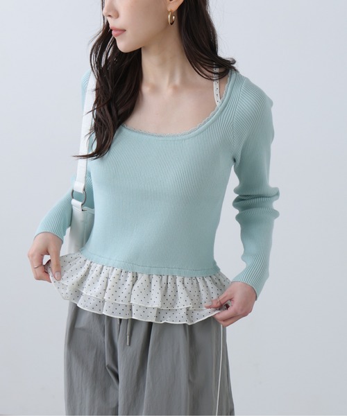 FREE'S MART（フリーズマート）の「◆ドットフリルレイヤードニット（ニット/セーター・レディース・ホワイト/ブルー/ブラック・FREE）」の3枚目の写真